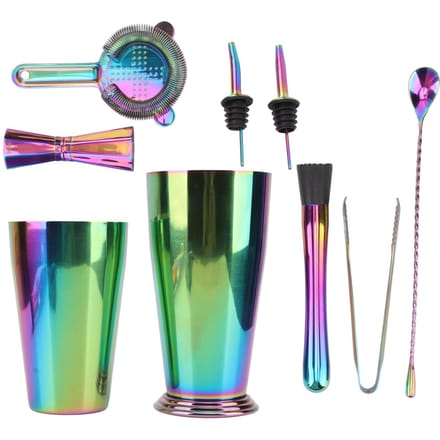 Bartender Kit 304 Roestvrij Staal Warmtebehoud Cocktailshaker Jigger Set voor Bar Restaurant L black