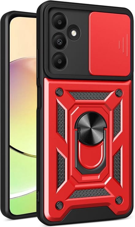 MobyDefend Hoesje - Geschikt voor Samsung Galaxy A15 - Pantsercase Met Draaibare Ring - Rood