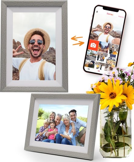 Pora&Co - Digitale fotolijst met WiFi en Frameo App – 10.1 inch - HD -IPS Display – Zilver/Wit - Micro SD – Touchscreen