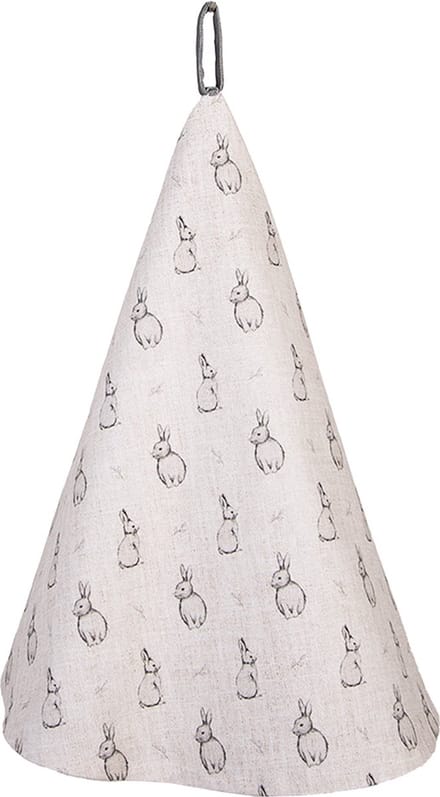 Clayre & Eef Theedoek Ø 80 cm Beige Grijs Katoen Konijn