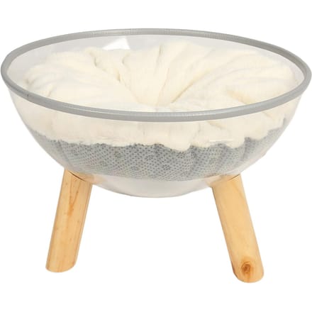 Transparante Capsule Kattenmand Stabiel Veilig Duurzaam Stijlvol Hout Verhoogd Transparant Kattenbed met Kussen white