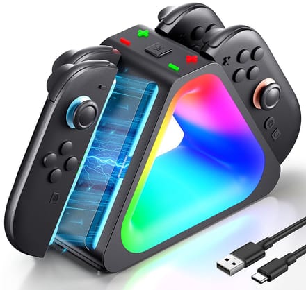 RHYTHMFLAME - Oplaadstation - Quad Charger 4 Joy-Con - Geschikt voor Nintendo Switch 2 - Oplader - Dock Lader