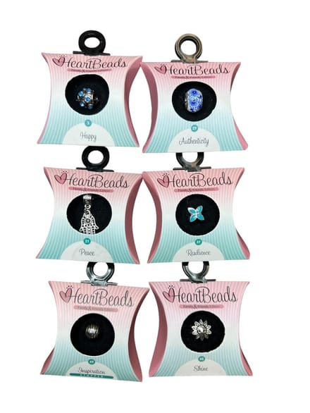 6x HeartBeads Bedel (5x Bedel + 1x Stopper) Blauw/Zilver