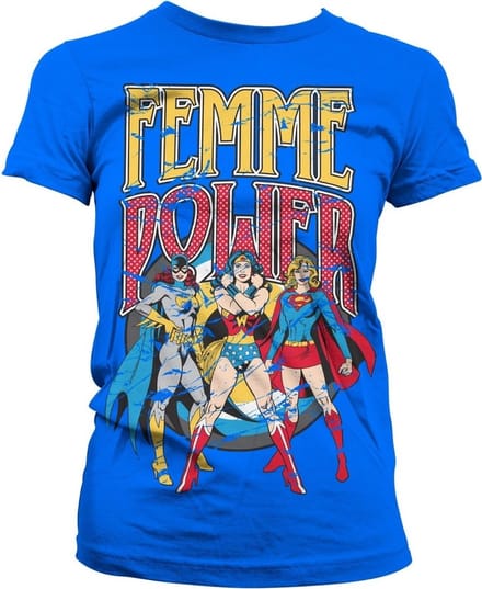 DC Comics Femme Power Girly T-shirt voor dames, blauw
