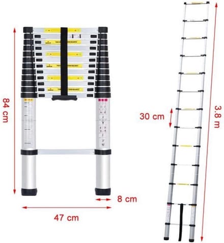 VDT telescopische ladder 3,8m Telescoopladder, uitschuifbaar, Aluminium
