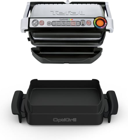 Tefal OptiGrill+ Contactgrill met Snacking & Bakschaal   6 Automatische Programma's   4 Temperatuurstanden   Kookniveau-indicator   600 cm²