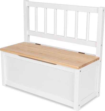 ib style® Noa Opbergbak - Kinder Stoel - Zitbank - Opbergdoos met Deksel- Wit