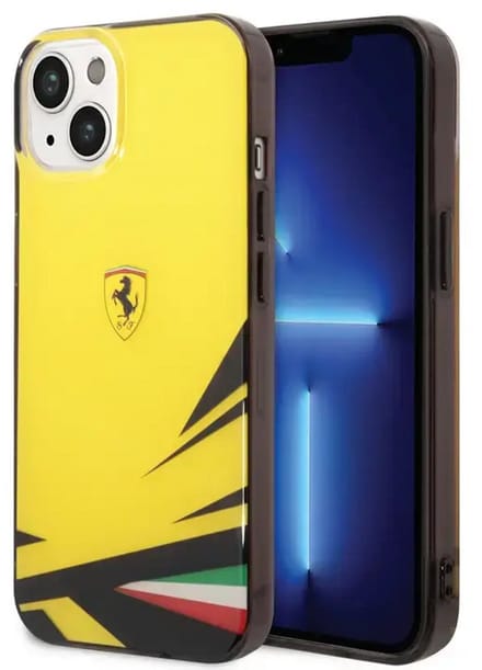 Ferrari iPhone 14 & 13 Backcover hoesje - Double Layer Print - Geel