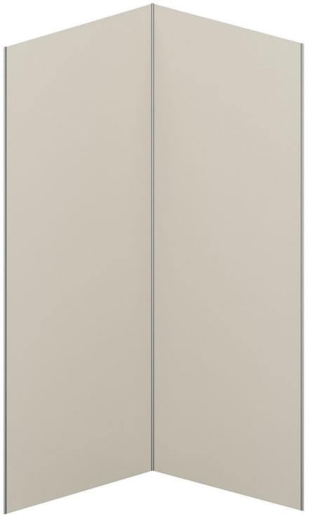 Vente-unique Set van 2 ivoorwitte douchewandpanelen in aluminium met profielen - 2 x L90 x H210 cm - ITZIAR