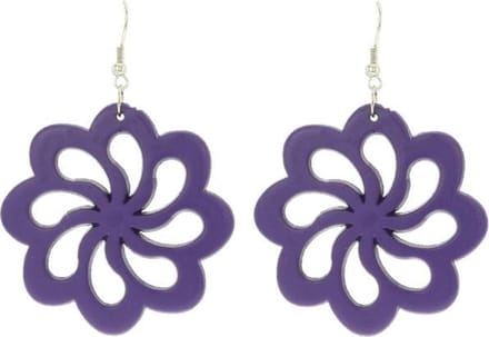 Behave - Oorhanger - Paarse bloemen oorhangers - diameter 5 cm