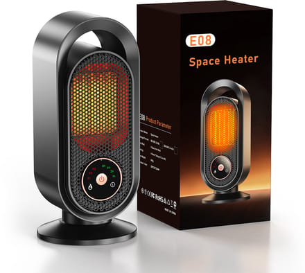 Techdecor E8 Elektrische Keramische Kachel 1500W – Compacte Heater met Timer & Touchbediening – Veilig en Stil – Model E08