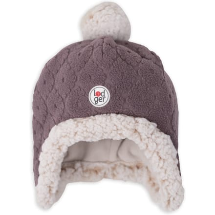 Kindermutsje winter fleece - 1-2 Jaar - paars - met pompon