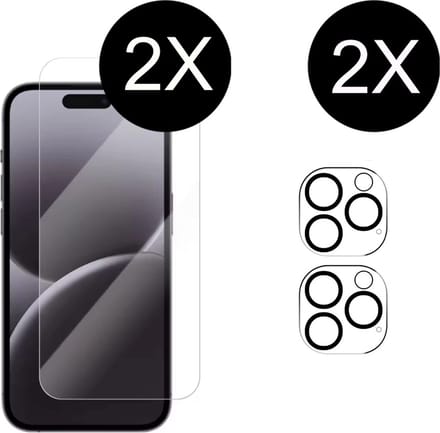 2 Stuks Screenprotector en 2 Stuks Camera Glas Protector Geschikt voor iPhone 16 Pro Max - Tempered Glass