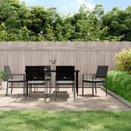 vidaXL - 7-delige - Tuinset - met - kussens - poly - rattan - en - staal