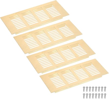 Set van 4 Aluminium Ventilatie Roosters Rechthoekig 200x80 mm Goudkleurig