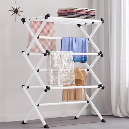 Opvouwbaar droogrek, metalen standaard, hangend, ruimtebesparend, multifunctioneel, wasgoed, kledinghanddoek wit
