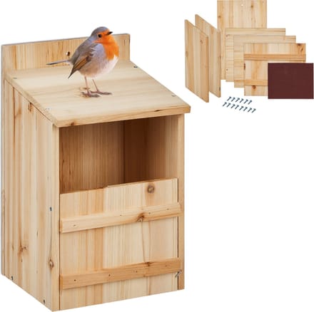 nestkast bouwpakket - half open - roodborstjes - kwikstaartjes - hangend - hout
