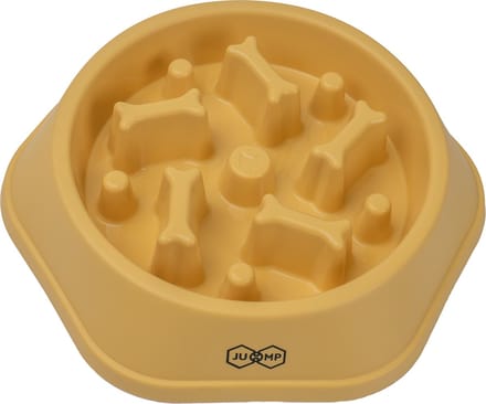 JU&MP Anti Schrokbak Hond - Voerbak Hond - Slow Feeder - Botten - Geel