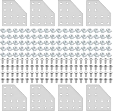 8pcs 2040L Angle Bracket Joining Plate T Slotted Accessories 12-Hole 2040 Hardware Connector 2040 with T Nuts and Screws Silver