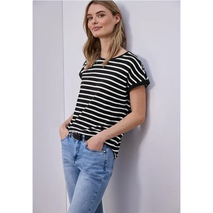 Shirt met hangende schouder en strepen