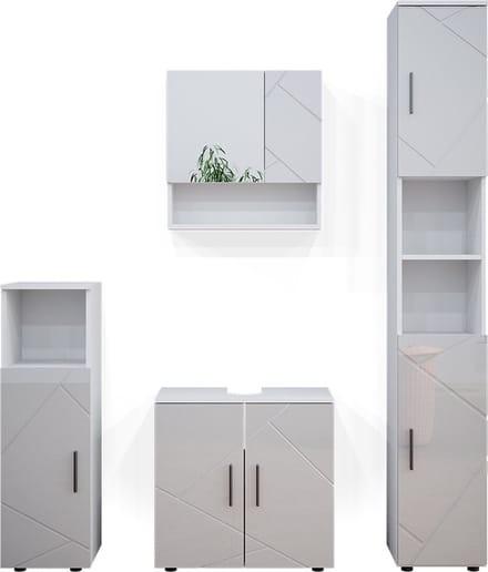 Vicco Badkamermeubel set Irma, Wit Hoogglans, 4-delig