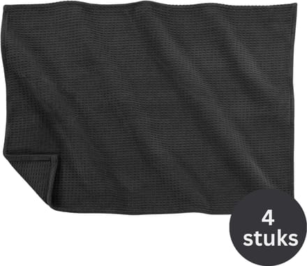 Tiseco - Theedoek SILO - SET/4 - handige ophanglus - 40x60 cm, zwart