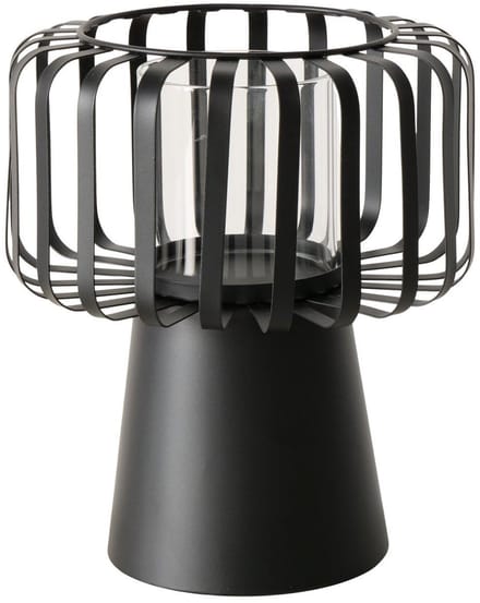 Boltze Home windlicht zwart industrieel design 18x18x21cm decoratie.