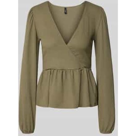 Slim fit blouse met lange mouwen in wikkellook model '30 BILL'