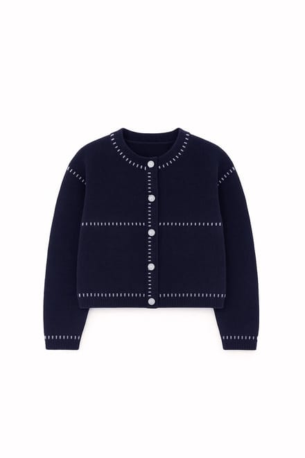 Touché Privé - Geborsteld vest met contrast - Marine - Dames