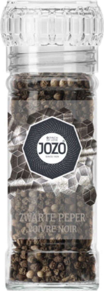 Jozo zwarte peperkorrels molen navulbaar - 6x 50gr