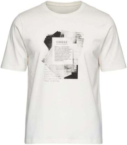 OMBRE T-shirt - Regular Fit - Korte Mouw - Geen Sluiting Wit S