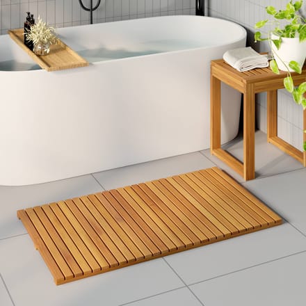vidaXL - Badmat - Naturel - 100 - x - 55 - cm - Massief - Acacia - Hout