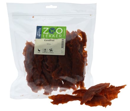 Zoolekker Eendfilet hondensnack - luchtgedroogde eend voor honden 400 Gram