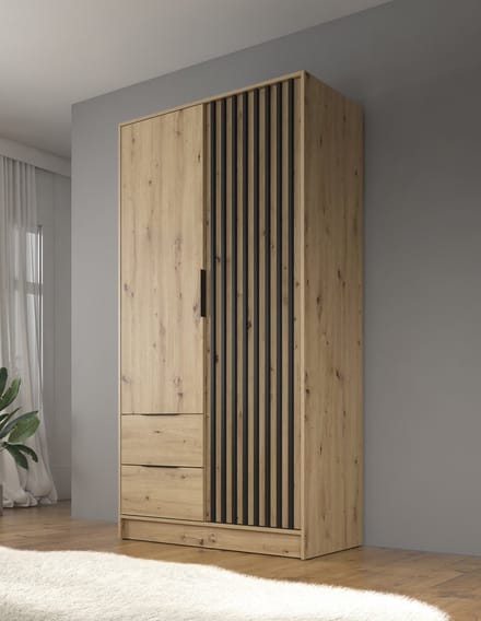 Meubella - Kledingkast Nairobi - Eiken - Zwart - 105 cm