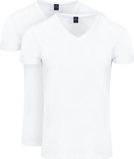 Suitable Vitasu T-Shirt V-Hals Wit 2-Pack - Maat S - Heren - Basic T-shirt - Ondershirt met Stretch