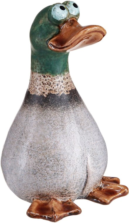 Eenden decoratieve keramiek bruin groene mannetjeseend zittend H17,5cm
