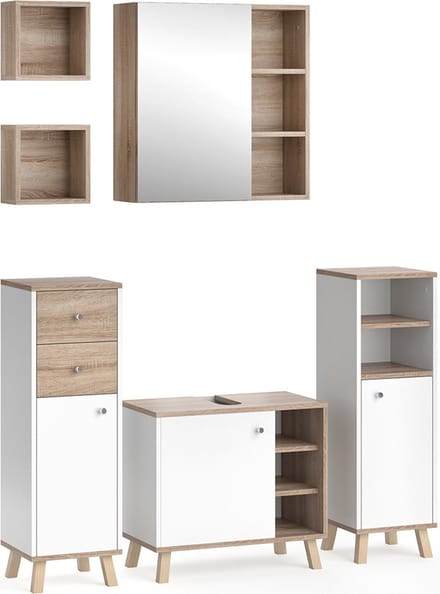 Vicco Badkamermeubel set Senyo, Wit, 6-delig