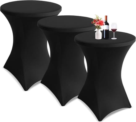 Stretch bartafelhoezen 3-pack voor bistrotafels, diameter 80-85 cm - Zwart
