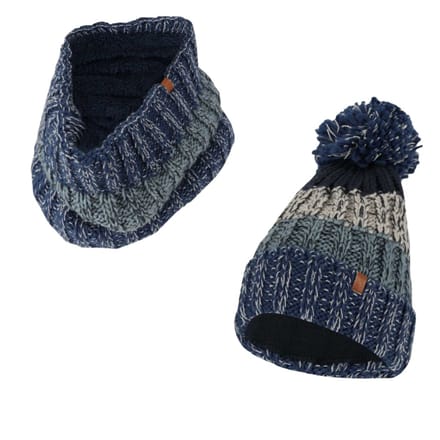 Sarlini - Skiset heren - Muts & Colsjaal - Fashion Stripes - Multi Camel - One Size