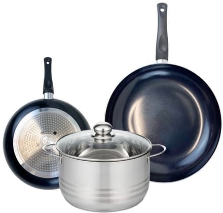 Set van 2 Koekenpannen 24 en 32 cm en 1 braadpan 24 cm Elo Prima Brillant