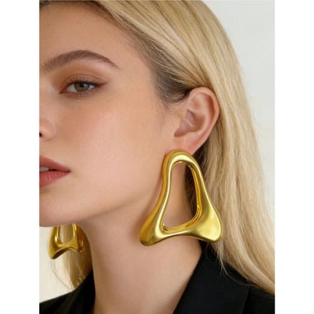 1 Paire Boucles d'Oreilles Asymétriques Évidées Exagérées Pour Femmes one-size beige