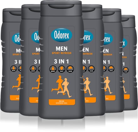 Odorex Showergel For Men Sport Refresh - 6x 300ml - Voordeelverpakking
