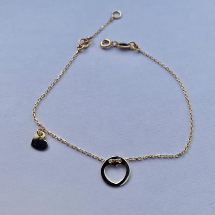 Minimalistische hart armband | Goudkleurig | AG925 | Zilver
