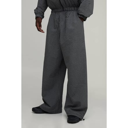 Extreme Parachute Grid Check Nylon Track Pants | Black | Size Small