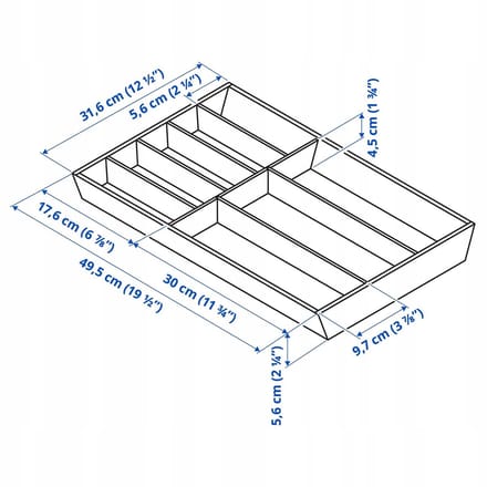 2x Bamboe Bestekbak Organizer - 32x50 cm - Keukenlade Organizer