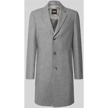 Regular fit lange wollen jas met all-over motief model 'H-Hyde-Bib-E-264'