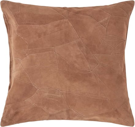 Homescapes Patchwork leren kussen bruin, 45x45 cm