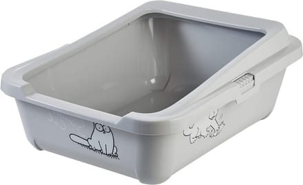 Zyrex® Open Kattenbak - Kattenbak met Rand - Kattentoilet Met Schepje - Grijs - 43cm x 32cm x 16cm