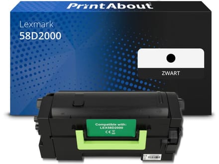 PrintAbout huismerk Toner 58D2000 Zwart Geschikt voor Lexmark