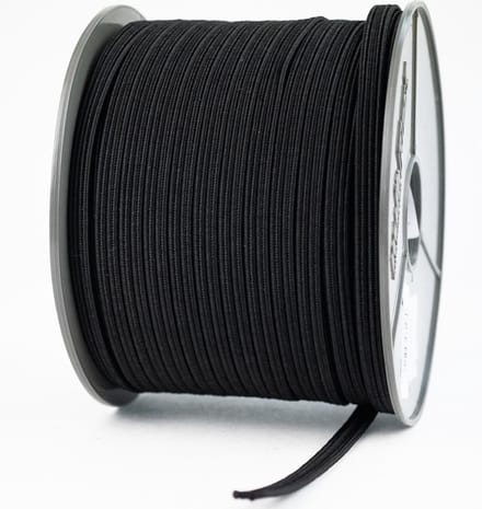 Afdekzeilwinkel - Elastisch koord 11mm plat zwart op rol - 100 meter